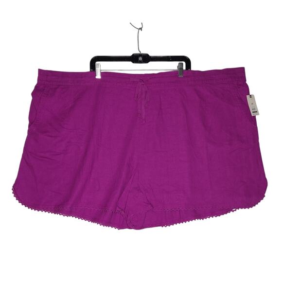 TERRA & SKY Purple Soft Shorts W/Trim Elastic Back, Waist Pockets -Size: 3X - Picture 4 of 6